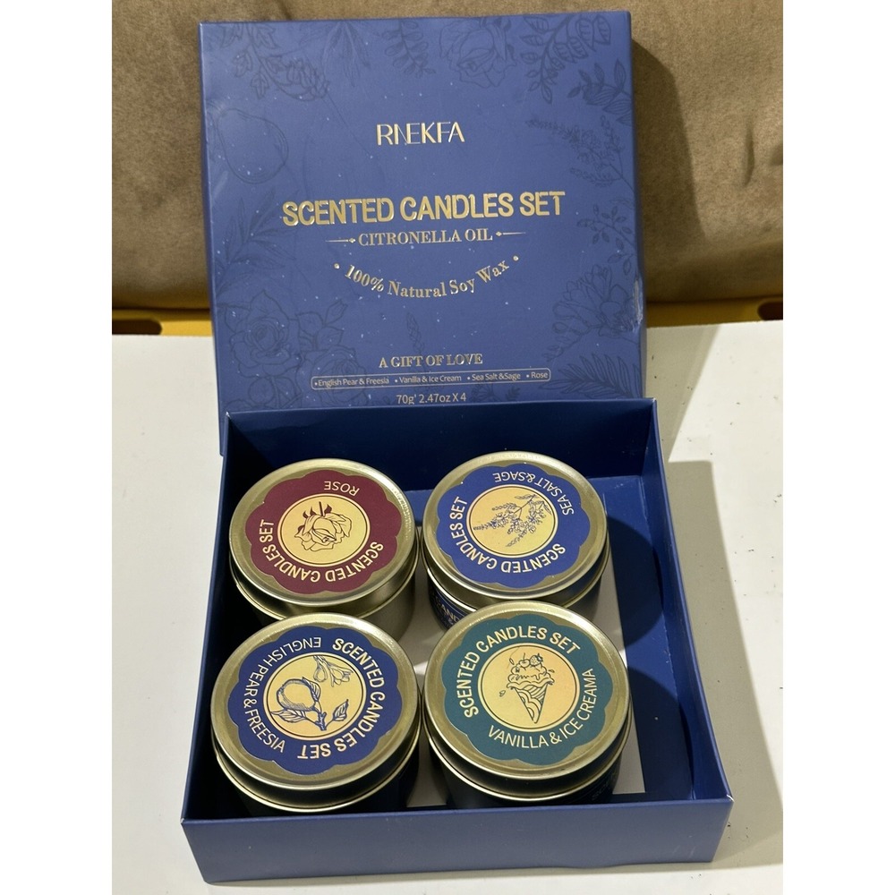 RNEKFA Scented Candles Gifts Set for Women, Soy Wax 2.47oz 4 PACK Citronella Oil